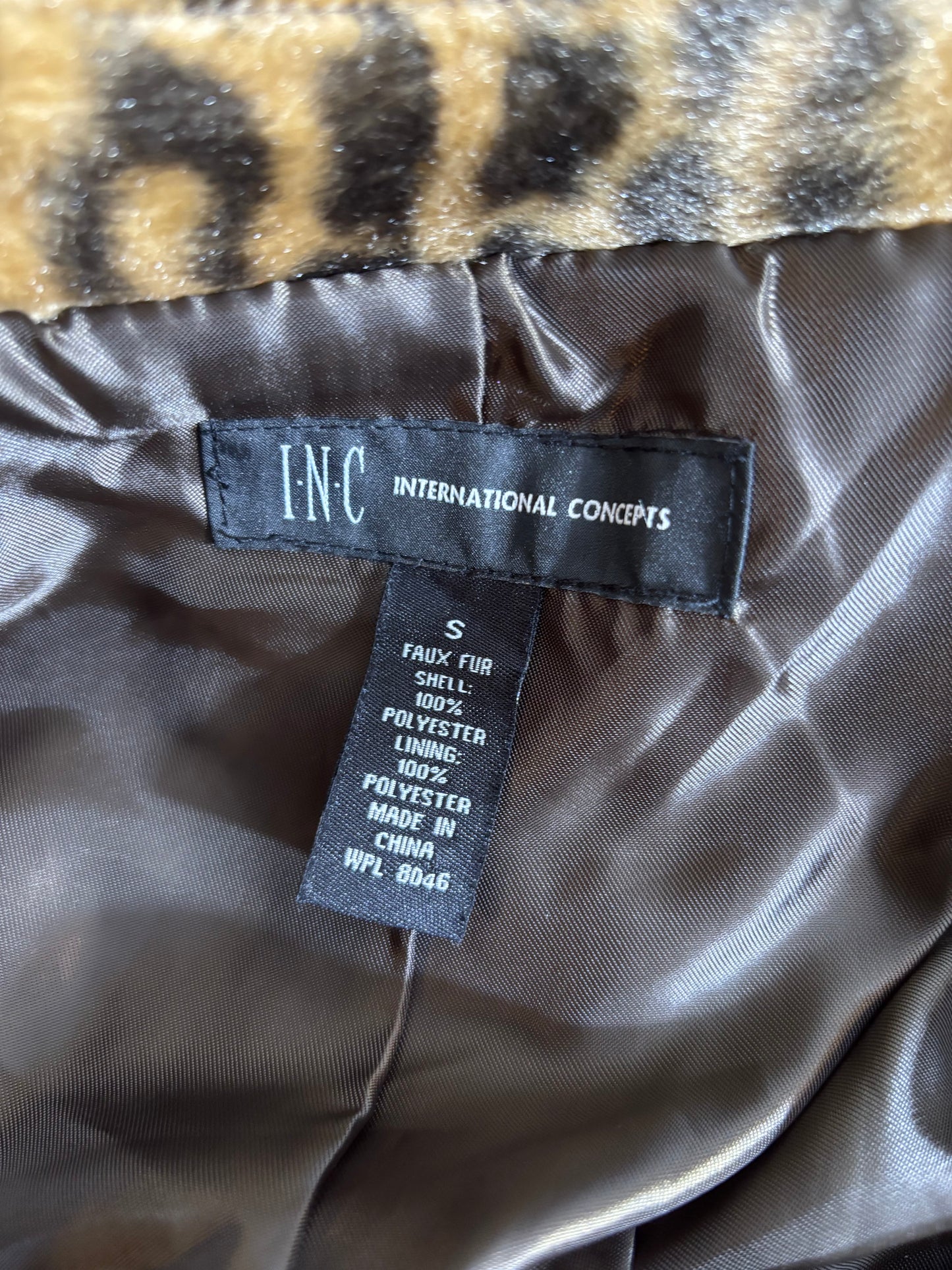 INC Leopard Print Faux Fur Coat