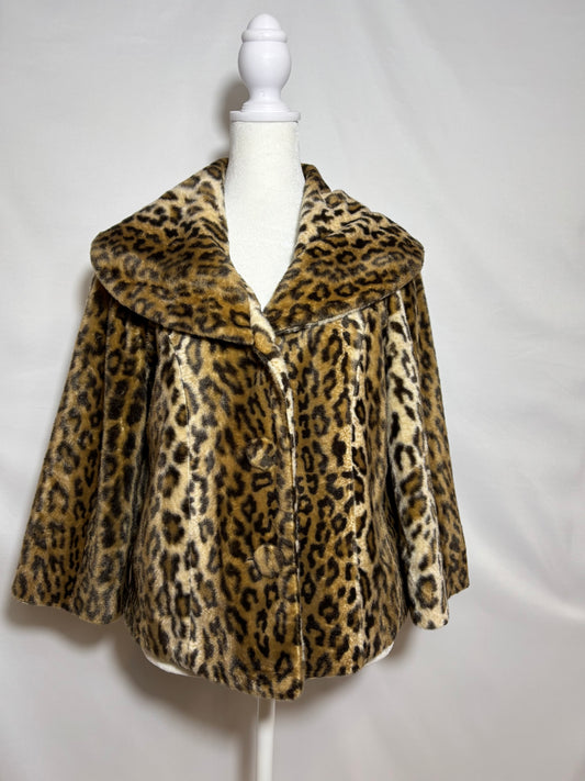 INC Leopard Print Faux Fur Coat