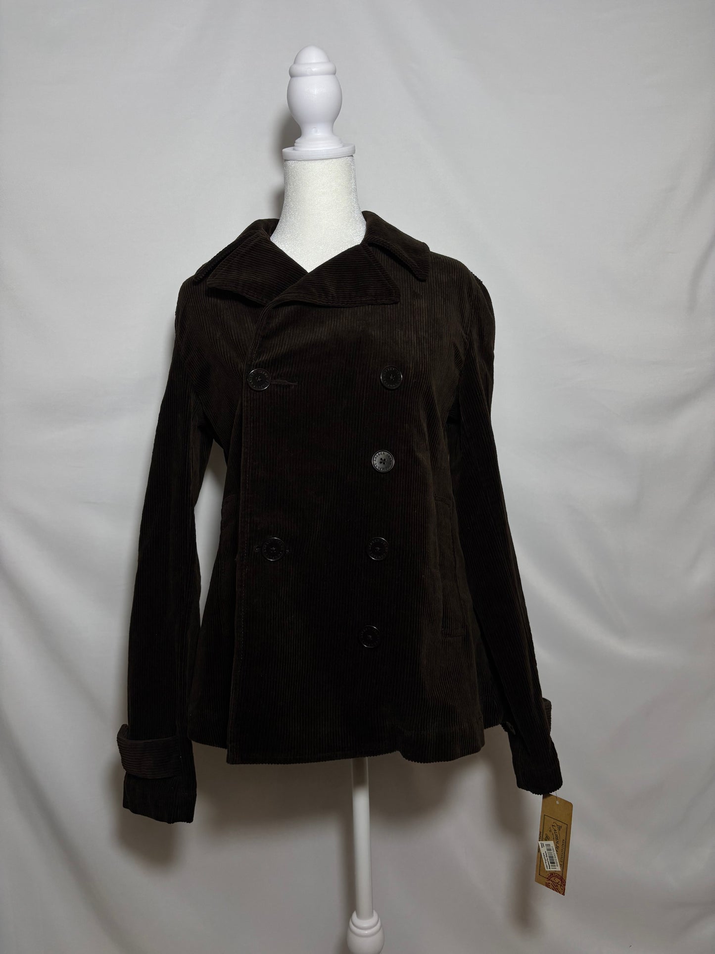 Ralph Lauren Brown Corduroy Double Breasted Blazer Coat