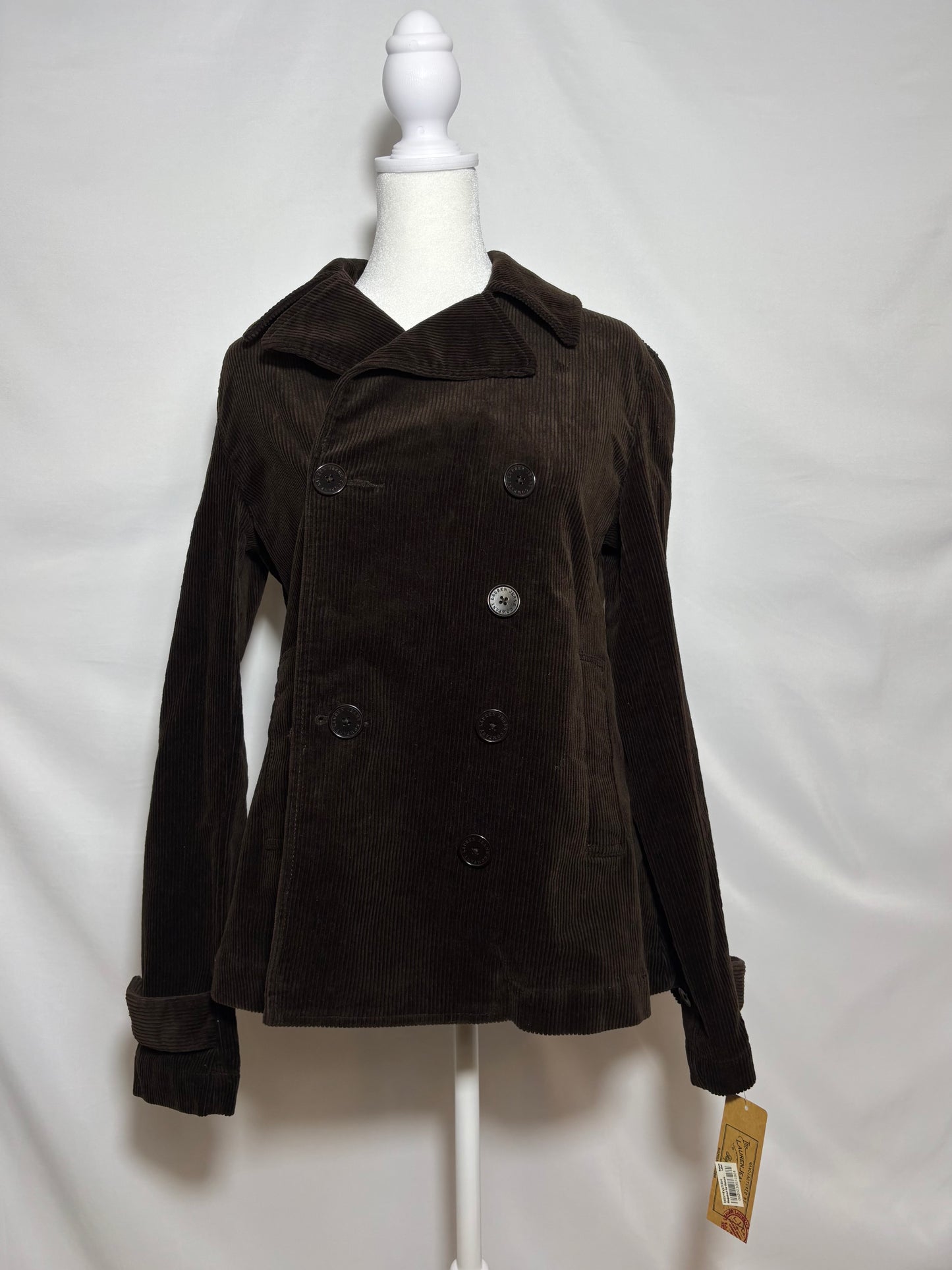 Ralph Lauren Brown Corduroy Double Breasted Blazer Coat