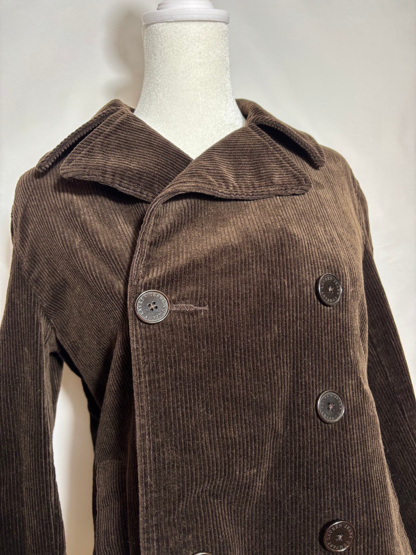 Ralph Lauren Brown Corduroy Double Breasted Blazer Coat